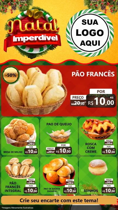Modelo de Rede Social para Stories com o tema Natal Imperdível para Padaria
