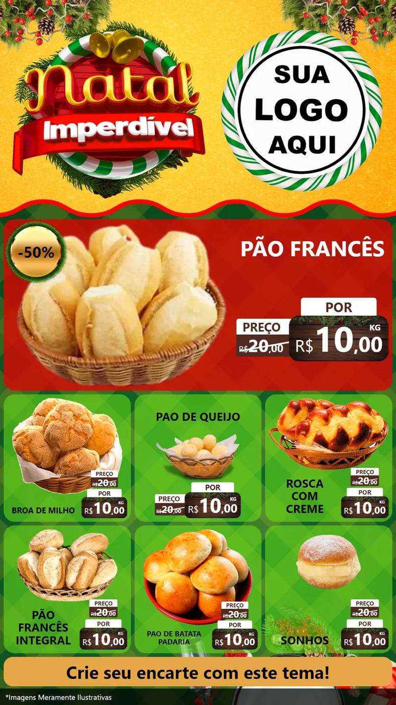 Modelo de Rede Social para Stories com o tema Natal Imperdível para Padaria
