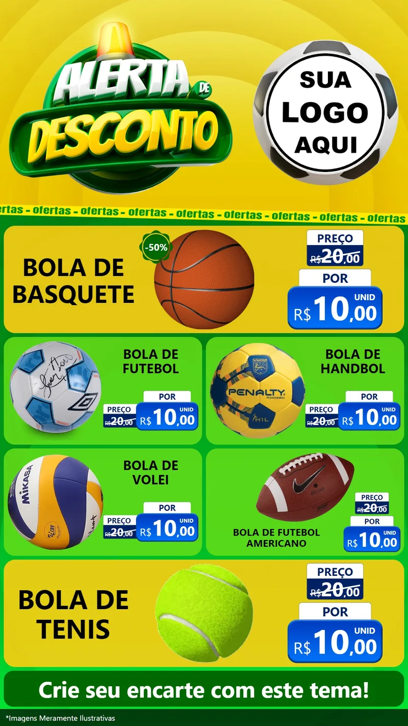 Modelo de TV para TV Vertical com o tema Alerta de Desconto para Artigos Esportivos