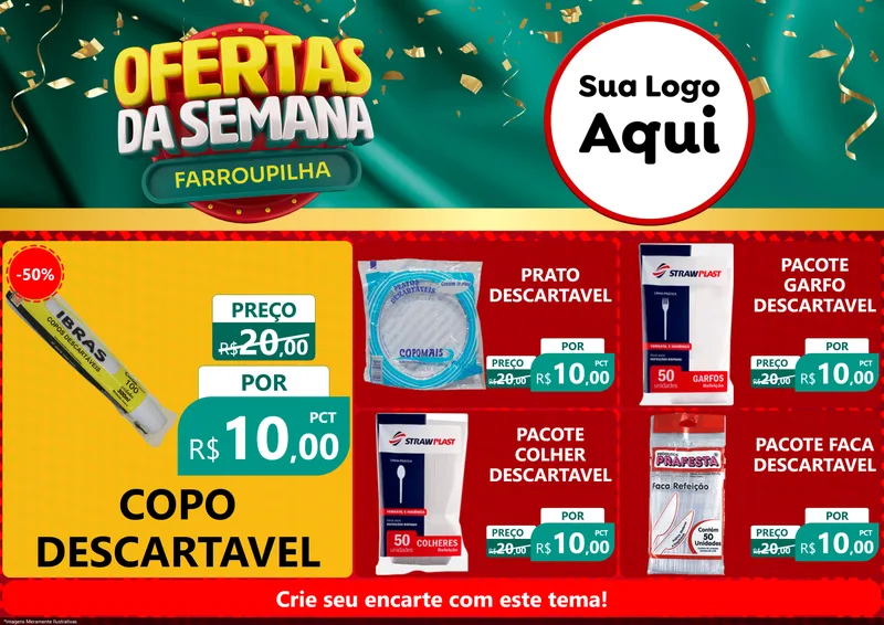 Modelo de Encarte para Encarte A4 Horizontal com o tema Ofertas da Semana Farroupilha para Embalagens