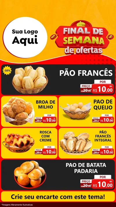 Modelo de TV para TV Vertical com o tema Final de Semana de Ofertas para Padaria