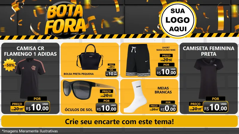 Modelo de TV para TV Horizontal com o tema Bota Fora para Roupas e acessórios