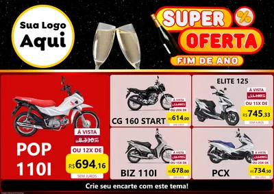 Modelo de Encarte para Encarte A4 Horizontal com o tema Super Oferta Fim de Ano para Concessionaria de Motos