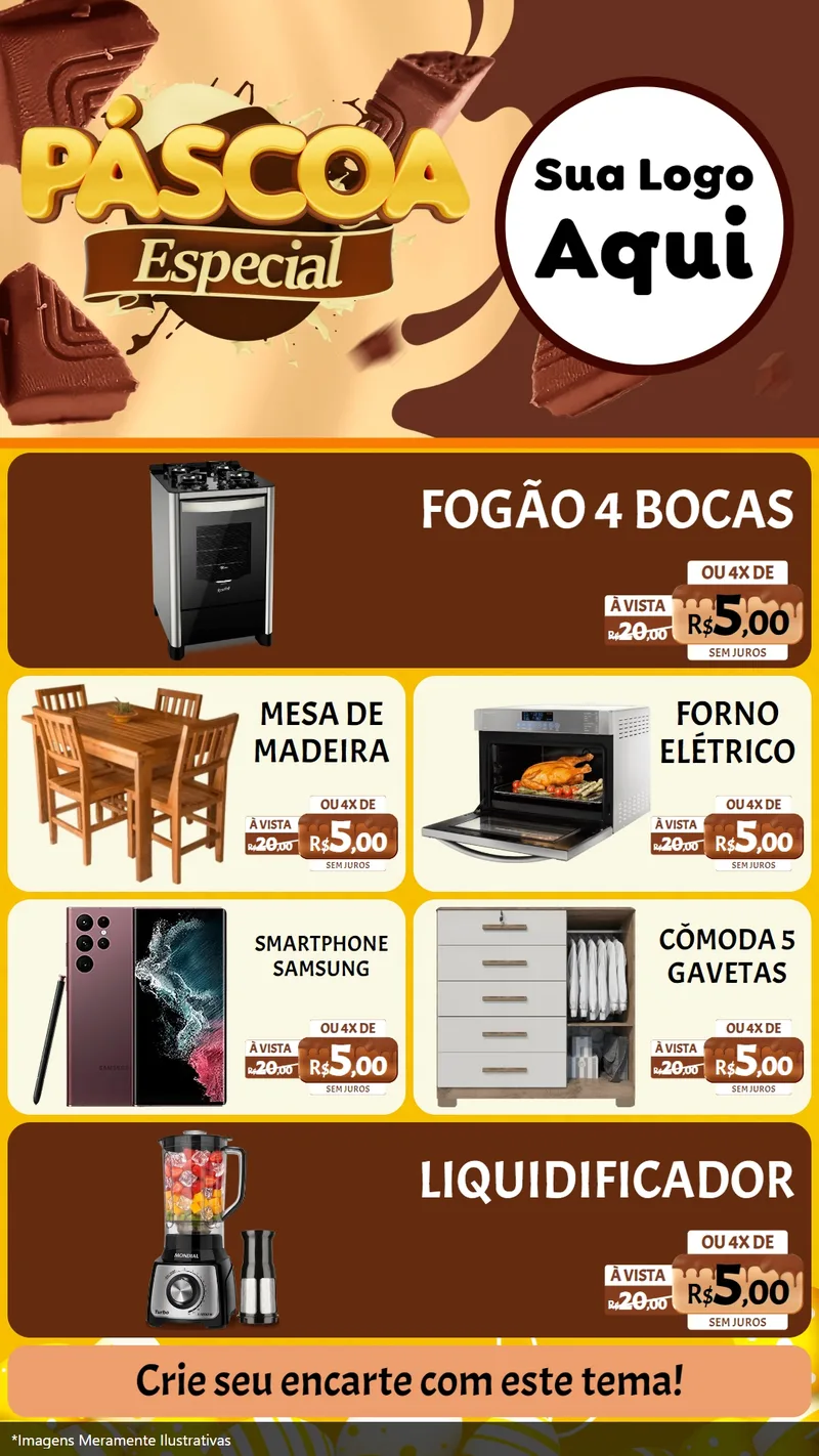Modelo de TV para TV Vertical com o tema Páscoa Especial para Móveis e Eletro