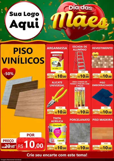 Modelo de Encarte para Encarte A4 Vertical com o tema Dia das Mães para Material para Construção