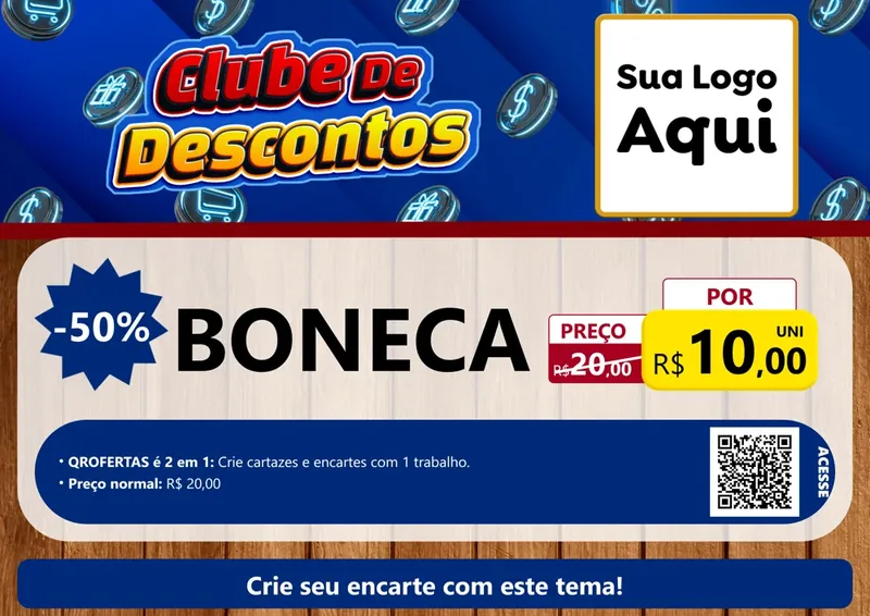 Modelo de Cartaz para Cartaz A4 Horizontal com o tema Clube de Descontos para Brinquedos