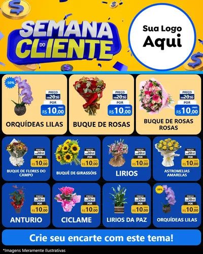 Modelo de Rede Social para Feed Instagram com o tema Semana do Cliente para Floricultura e jardim