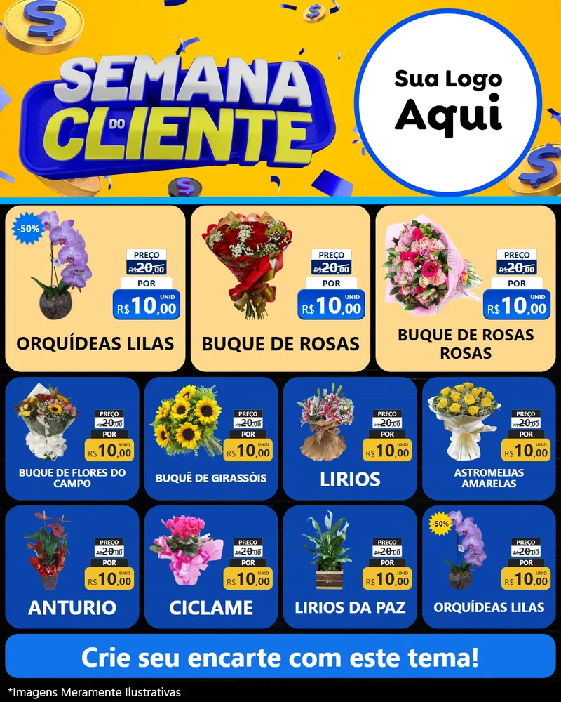 Modelo de Rede Social para Feed Instagram com o tema Semana do Cliente para Floricultura e jardim