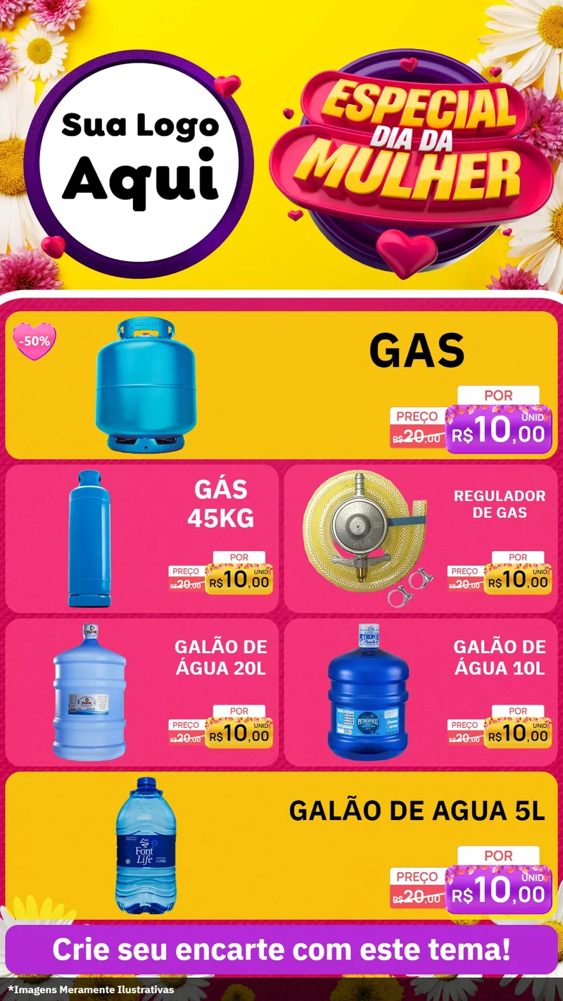Modelo de TV para TV Vertical com o tema Especial Dia da Mulher para Água e gás