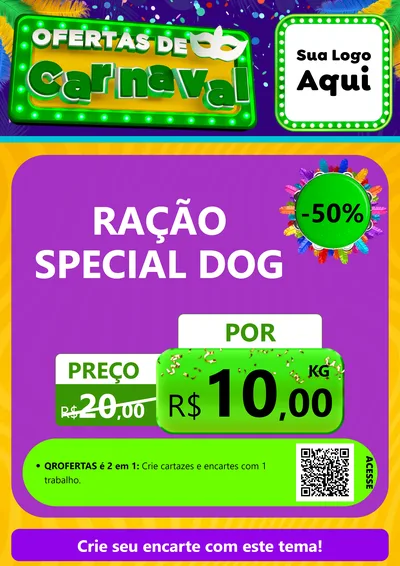 Modelo de Cartaz para Cartaz A4 Vertical com o tema Ofertas de Carnaval para Pet Shop