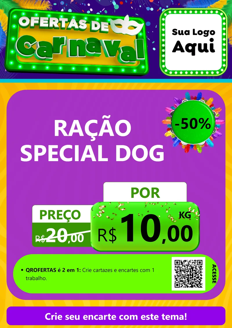 Modelo de Cartaz para Cartaz A4 Vertical com o tema Ofertas de Carnaval para Pet Shop