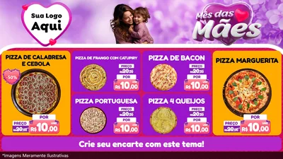 Modelo de TV para TV Horizontal com o tema Mês das Mães para Pizzaria