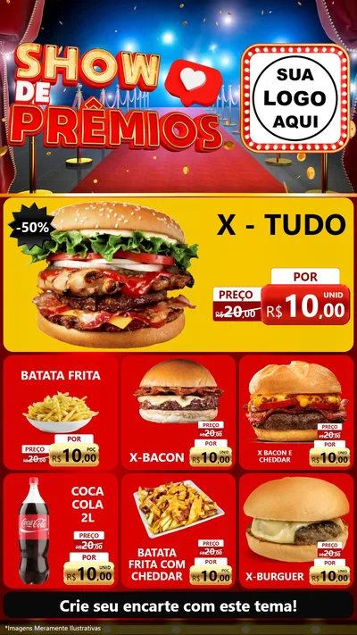Modelo de Rede Social para Stories com o tema Show de Prêmios para Hamburgueria