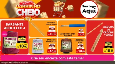 Modelo de TV para TV Horizontal com o tema Promoção carrinho cheio para Armarinho e Aviamentos