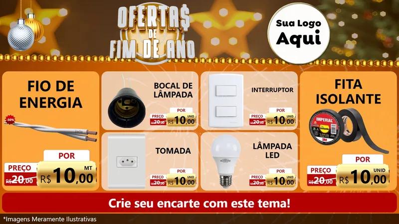 Modelo de TV para TV Horizontal com o tema Ofertas de Fim de Ano para Materiais Elétricos