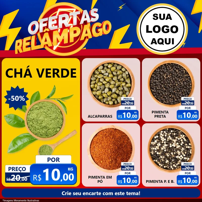 Modelo de Rede Social para Feed Facebook com o tema Ofertas Relâmpago para Produtos Naturais