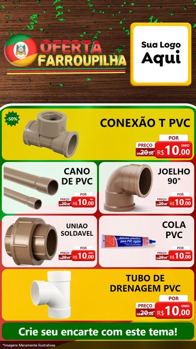 Modelo de TV para TV Vertical com o tema Oferta Farroupilha para Tubos e conexões