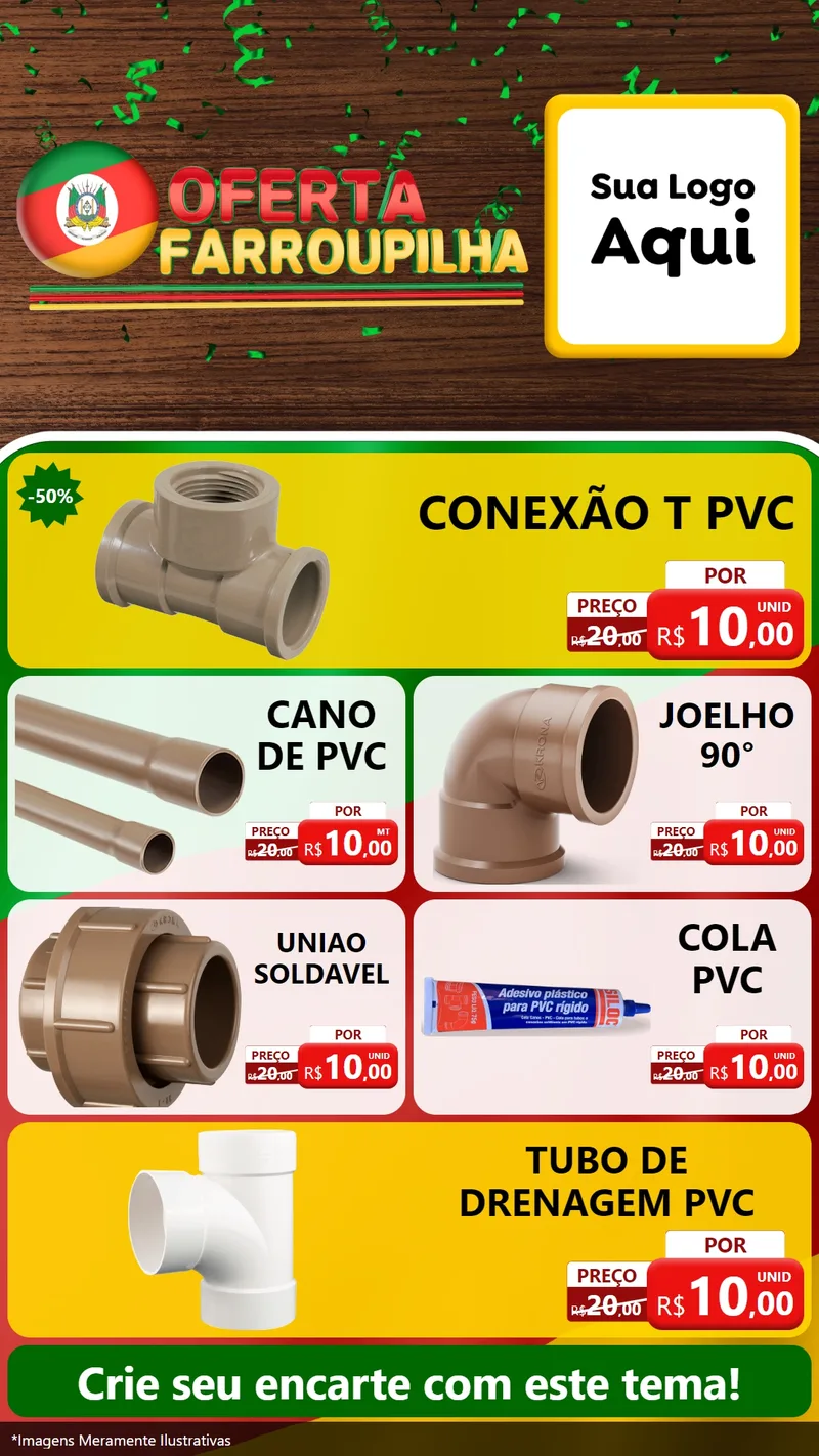 Modelo de TV para TV Vertical com o tema Oferta Farroupilha para Tubos e conexões