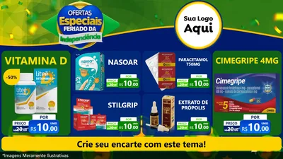 Modelo de TV para TV Horizontal com o tema Ofertas Especiais Feriado da Independência para Farmácia