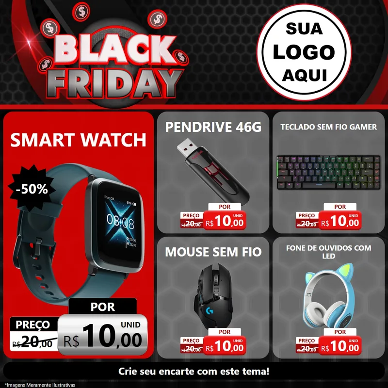 Modelo de Rede Social para Feed Facebook com o tema Black Friday para Informática