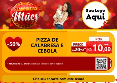Modelo de Cartaz para Cartaz A4 Horizontal com o tema Semana das Mães para Pizzaria