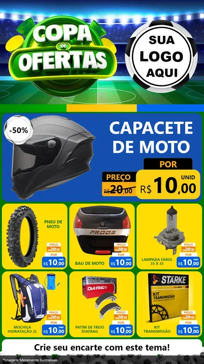 Modelo de Rede Social para Stories com o tema Copa de Ofertas para Moto peças