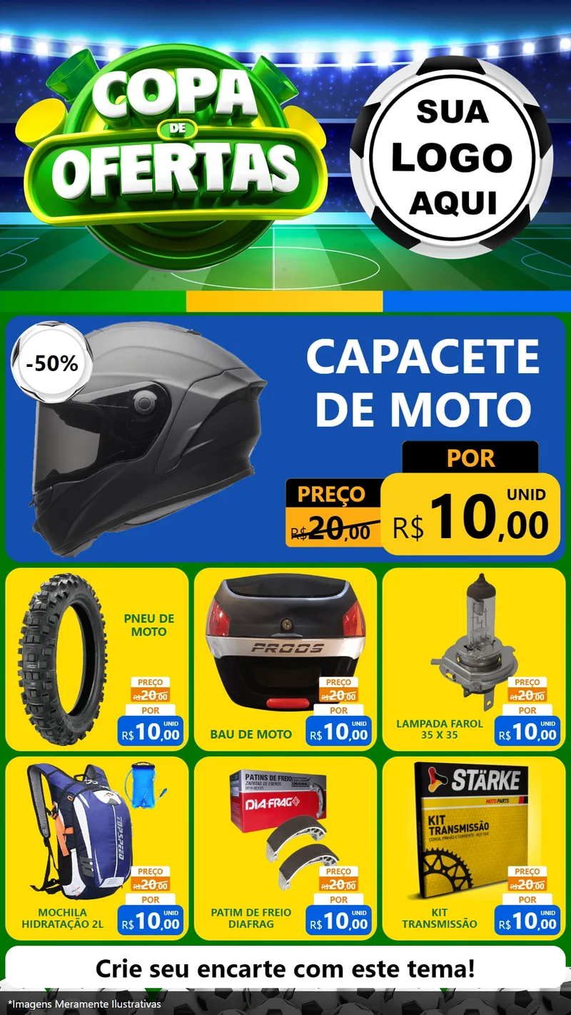 Modelo de Rede Social para Stories com o tema Copa de Ofertas para Moto peças