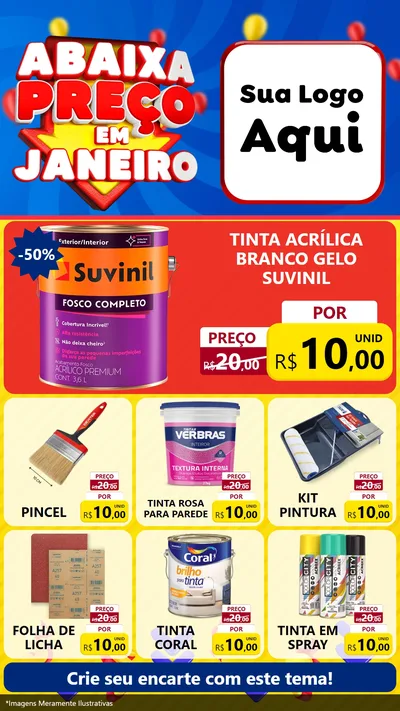 Modelo de Rede Social para Stories com o tema Abaixa Preço em Janeiro para Tintas e Ferramentas