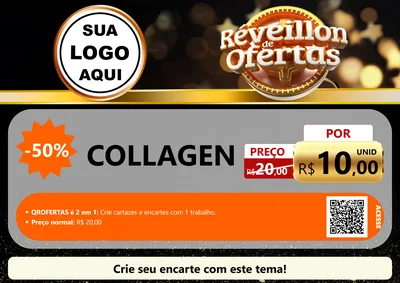 Modelo de Cartaz para Cartaz A4 Horizontal com o tema Réveillon de Ofertas para Suplementos alimentares