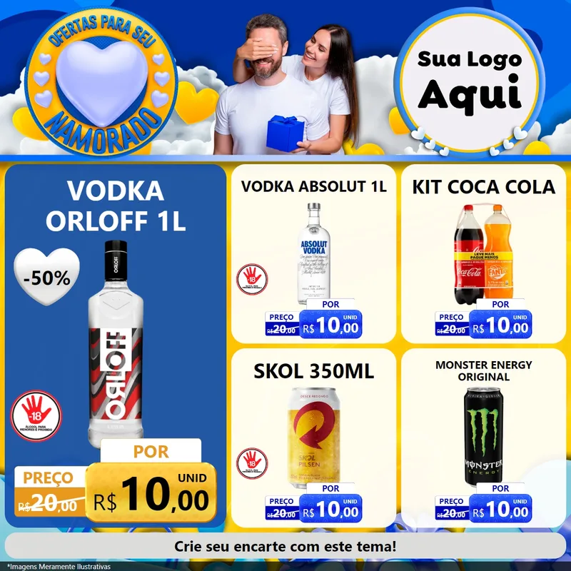 Modelo de Rede Social para Feed Facebook com o tema Ofertas Para Seu Namorado para Distribuidora de bebidas