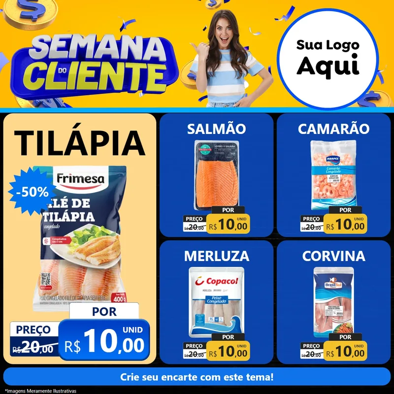 Modelo de Rede Social para Feed Facebook com o tema Semana do Cliente para Peixaria
