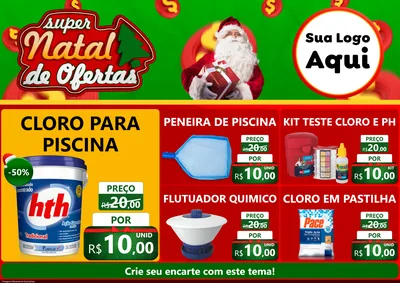 Modelo de Encarte para Encarte A4 Horizontal com o tema Super Natal de Ofertas para Produtos para Piscina
