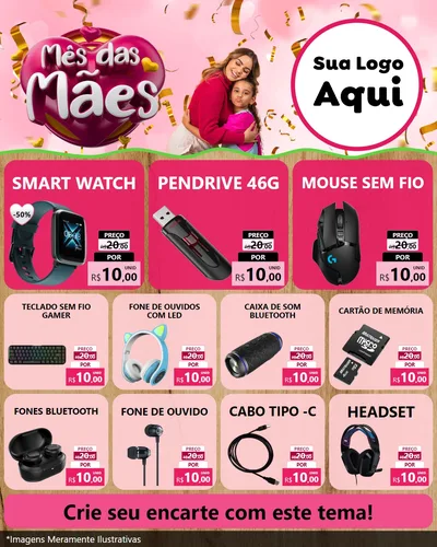 Modelo de Rede Social para Feed Instagram com o tema Mês das Mães para Informática