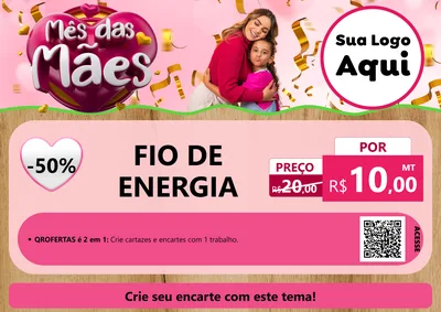 Modelo de Cartaz para Cartaz A4 Horizontal com o tema Mês das Mães para Materiais Elétricos