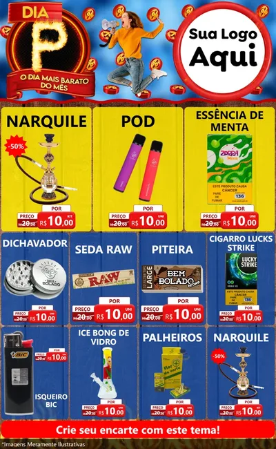 Modelo de Encarte para Encarte Grande com o tema Dia P - O Dia Mais Barato Do Mês para Tabacaria