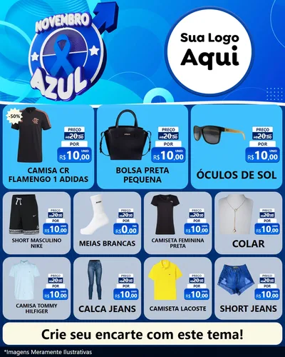 Modelo de Rede Social para Feed Instagram com o tema Novembro Azul para Roupas e acessórios