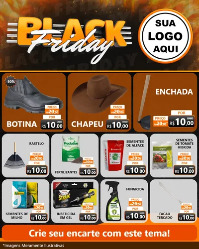Modelo de Rede Social para Feed Instagram com o tema Black Friday para Agropecuária