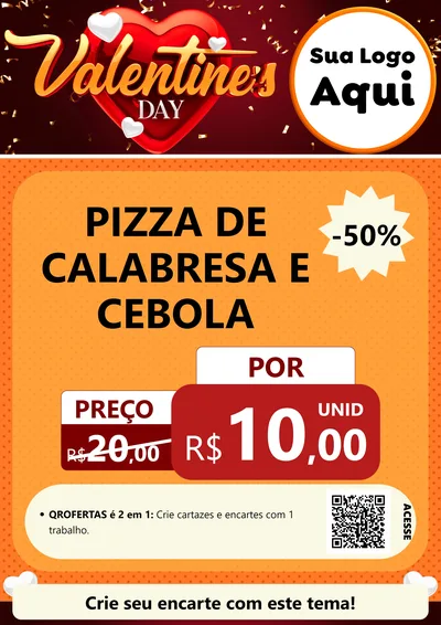 Modelo de Cartaz para Cartaz A4 Vertical com o tema Valentine's Day para Pizzaria
