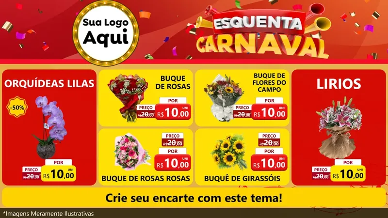 Modelo de TV para TV Horizontal com o tema Esquenta Carnaval para Floricultura e jardim