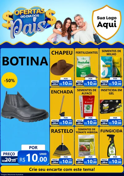 Modelo de Encarte para Encarte A4 Vertical com o tema Ofertas do Dia dos Pais para Agropecuária