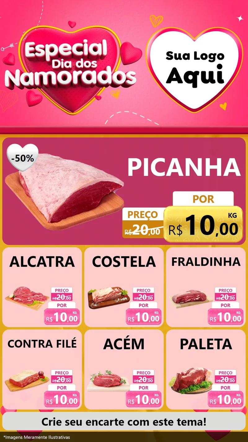 Modelo de Rede Social para Stories com o tema Especial Dia dos Namorados para Açougue