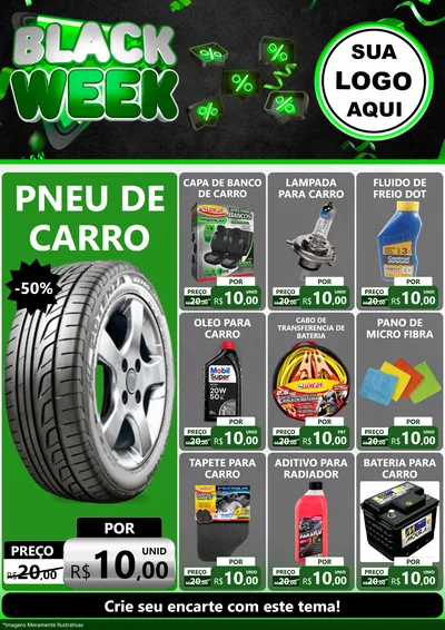 Modelo de Encarte para Encarte A4 Vertical com o tema Black Week para Auto peças