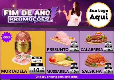 Modelo de Encarte para Encarte A4 Horizontal com o tema Fim de Ano Promoções para Frios e Laticínios