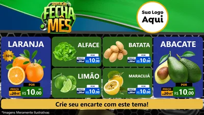 Modelo de TV para TV Horizontal com o tema Operação Fecha Mês para Hortifrúti