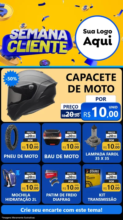 Modelo de Rede Social para Stories com o tema Semana do Cliente para Moto peças