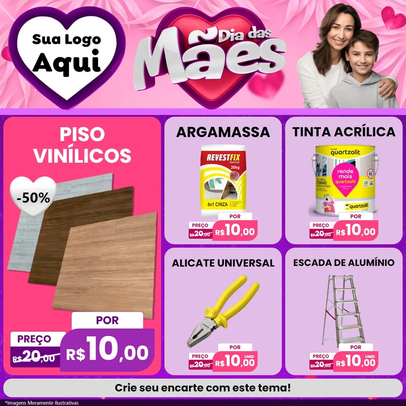 Modelo de Rede Social para Feed Facebook com o tema Dia das Mães para Material para Construção