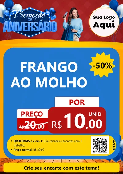 Modelo de Cartaz para Cartaz A4 Vertical com o tema Promoção de Aniversário para Restaurante
