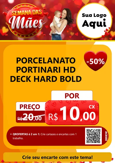 Modelo de Cartaz para Cartaz A4 Vertical com o tema Semana das Mães para Pisos e revestimentos