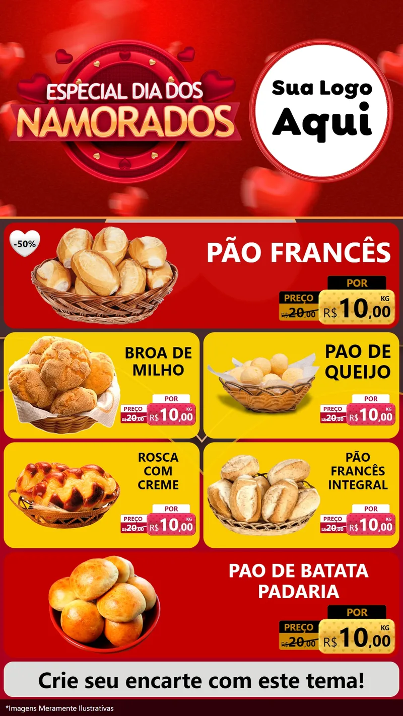 Modelo de TV para TV Vertical com o tema Especial Dia Dos Namorados para Padaria