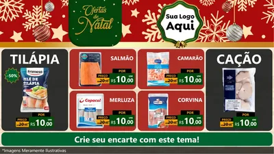 Modelo de TV para TV Horizontal com o tema Natal de Ofertas para Peixaria